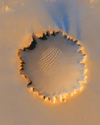 Victoria-Krater, Einschlagskrater bei Meridiani Planum, nahe dem Äquator des Mars, etwa 800 Meter im Durchmesser. Wissenschaft Astronomie Planet